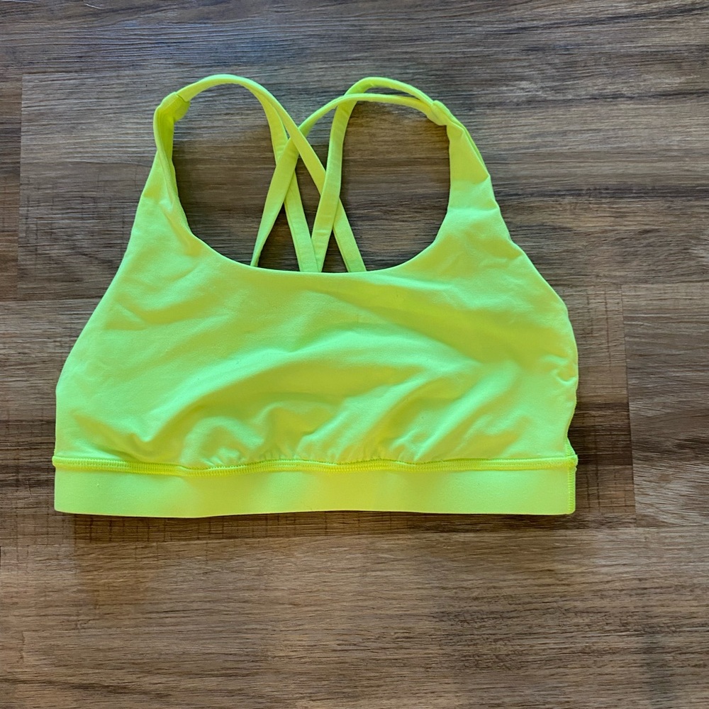 lululemon highlighter yellow sports bra size 6